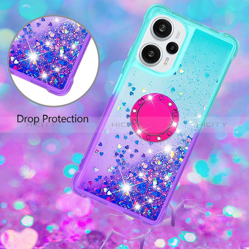 Funda Silicona Carcasa Goma Bling-Bling con Anillo de dedo Soporte YB2 para Xiaomi Poco F5 5G