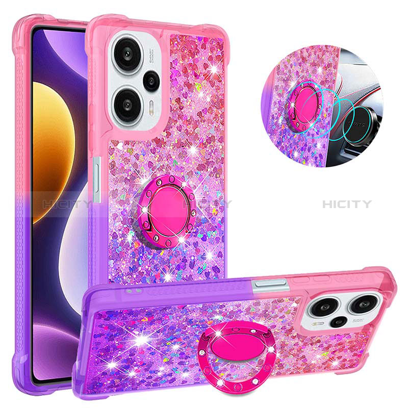 Funda Silicona Carcasa Goma Bling-Bling con Anillo de dedo Soporte YB2 para Xiaomi Redmi Note 12 Turbo 5G