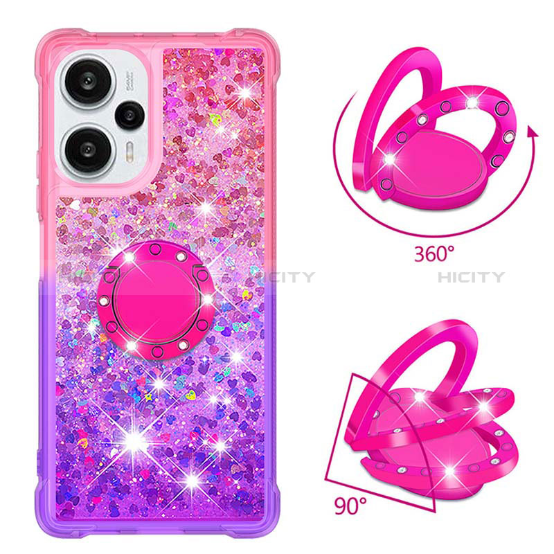 Funda Silicona Carcasa Goma Bling-Bling con Anillo de dedo Soporte YB2 para Xiaomi Redmi Note 12 Turbo 5G