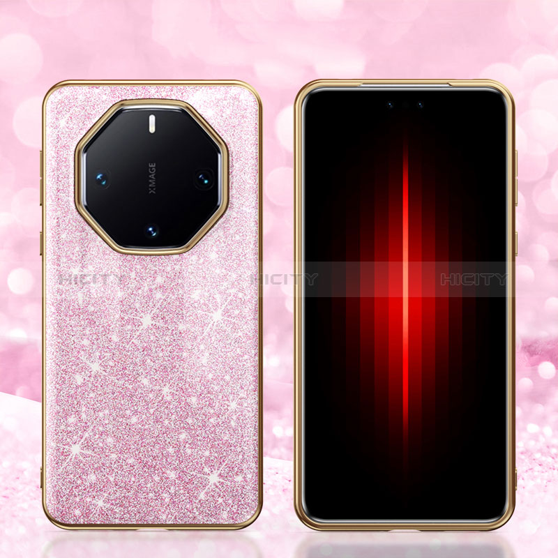 Funda Silicona Carcasa Goma Bling-Bling GS1 para Huawei Mate 60 RS Ultimate Oro Rosa