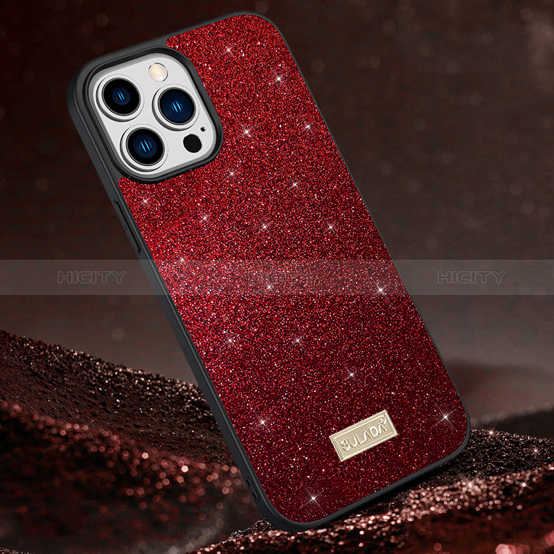 Funda Silicona Carcasa Goma Bling-Bling LD1 para Apple iPhone 13 Pro Max Rojo