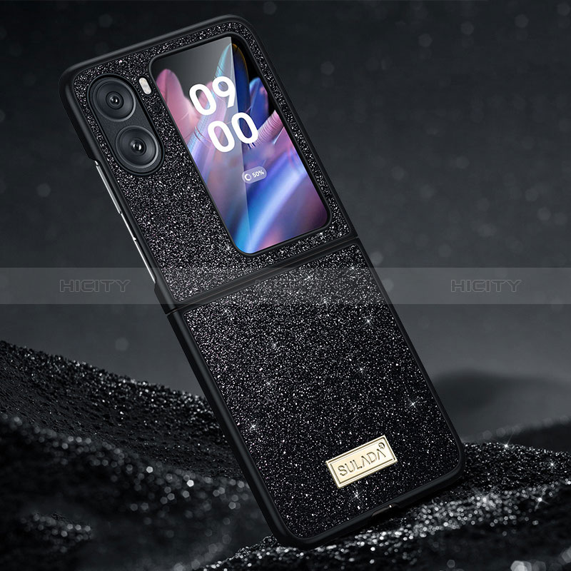 Funda Silicona Carcasa Goma Bling-Bling LD1 para Oppo Find N2 Flip 5G Negro