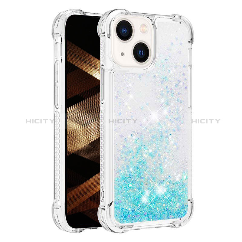 Funda Silicona Carcasa Goma Bling-Bling S01 para Apple iPhone 13 Azul Cielo