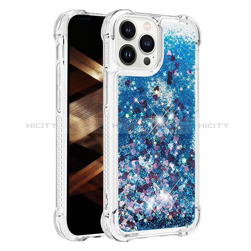 Funda Silicona Carcasa Goma Bling-Bling S01 para Apple iPhone 13 Pro Azul