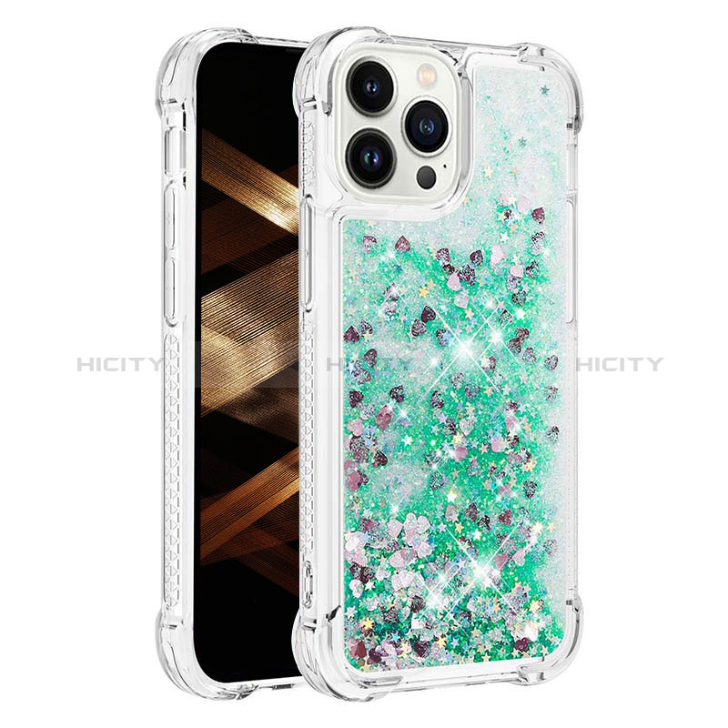 Funda Silicona Carcasa Goma Bling-Bling S01 para Apple iPhone 13 Pro Verde