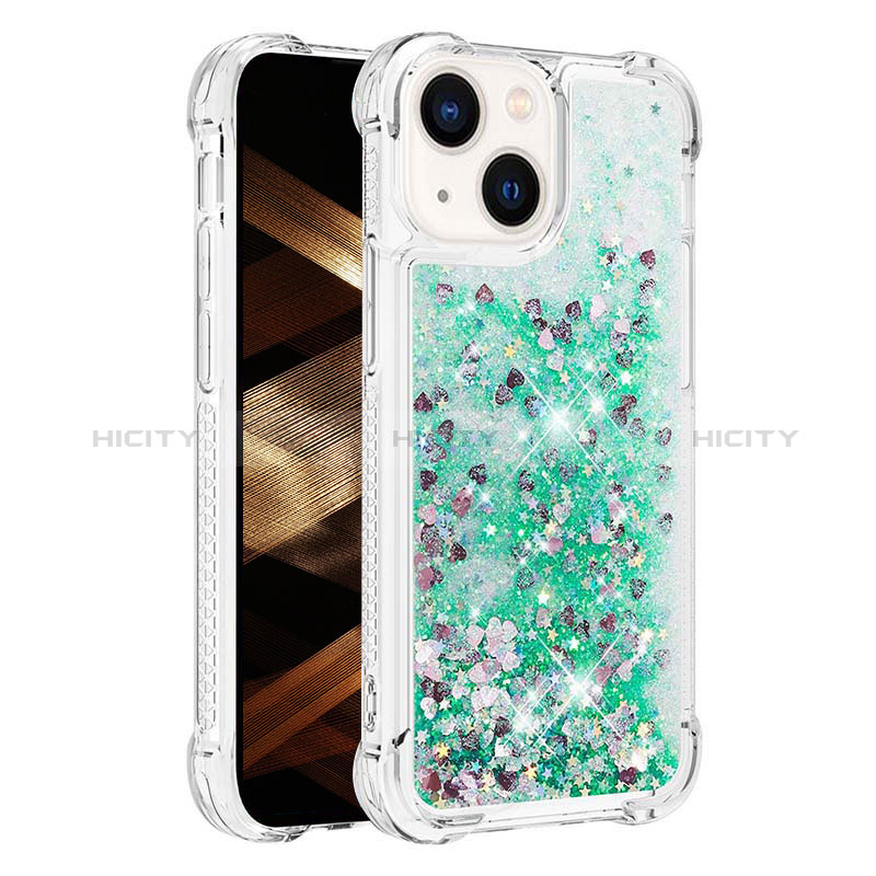 Funda Silicona Carcasa Goma Bling-Bling S01 para Apple iPhone 14 Verde