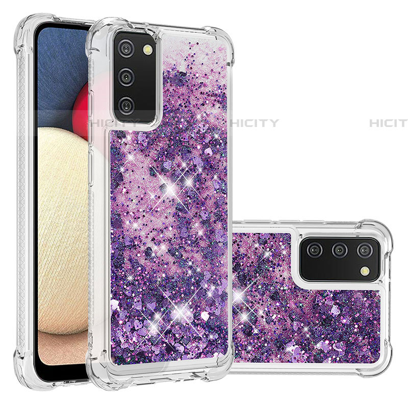 Funda Silicona Carcasa Goma Bling-Bling S01 para Samsung Galaxy A03s Morado