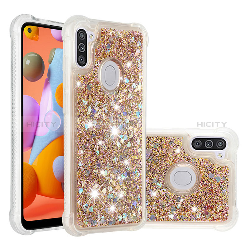 Funda Silicona Carcasa Goma Bling-Bling S01 para Samsung Galaxy A11 Oro