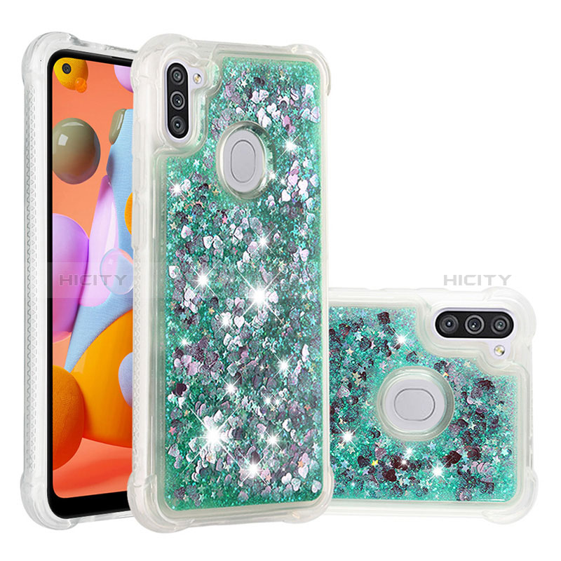 Funda Silicona Carcasa Goma Bling-Bling S01 para Samsung Galaxy A11 Verde