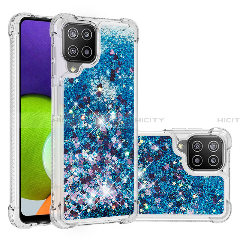 Funda Silicona Carcasa Goma Bling-Bling S01 para Samsung Galaxy A22 4G Azul