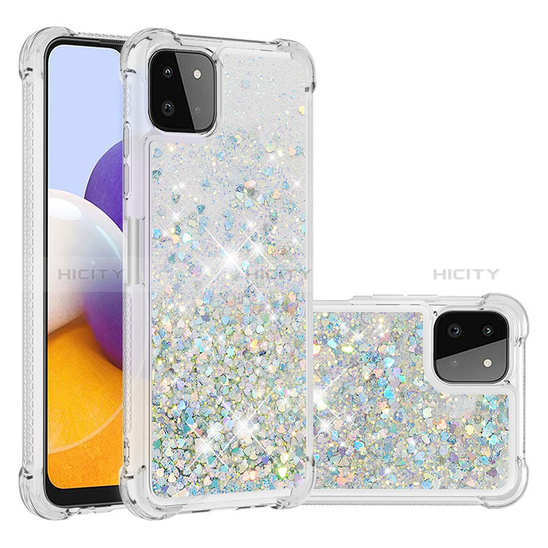 Funda Silicona Carcasa Goma Bling-Bling S01 para Samsung Galaxy A22s 5G Plata