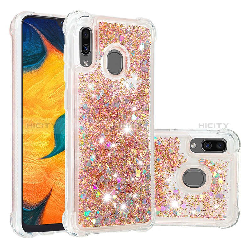 Funda Silicona Carcasa Goma Bling-Bling S01 para Samsung Galaxy A30 Oro