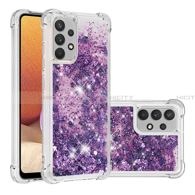 Funda Silicona Carcasa Goma Bling-Bling S01 para Samsung Galaxy A32 4G Morado