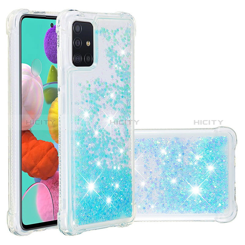 Funda Silicona Carcasa Goma Bling-Bling S01 para Samsung Galaxy A51 4G Azul Cielo