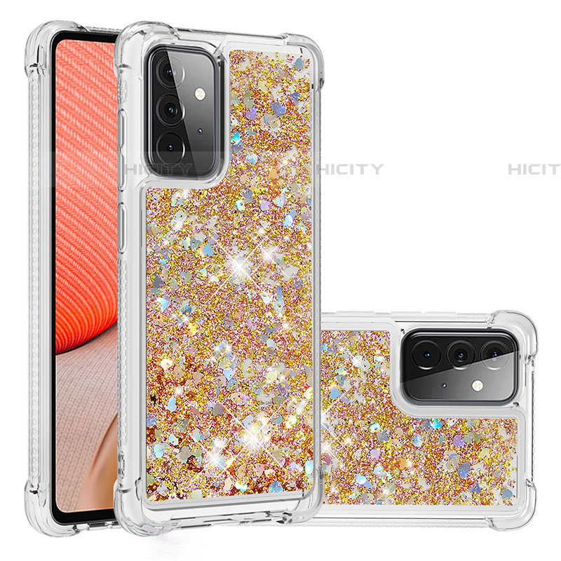 Funda Silicona Carcasa Goma Bling-Bling S01 para Samsung Galaxy A72 4G Oro