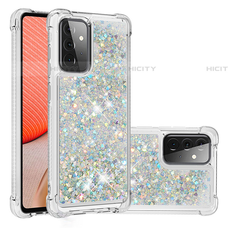 Funda Silicona Carcasa Goma Bling-Bling S01 para Samsung Galaxy A72 4G Plata