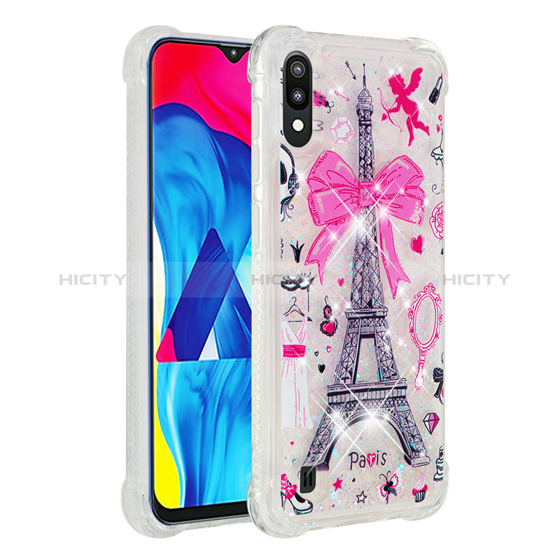 Funda Silicona Carcasa Goma Bling-Bling S01 para Samsung Galaxy M10 Rosa