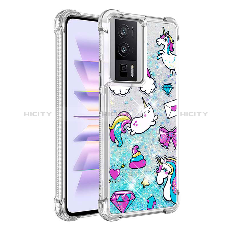 Funda Silicona Carcasa Goma Bling-Bling S01 para Xiaomi Poco F5 Pro 5G Azul Cielo