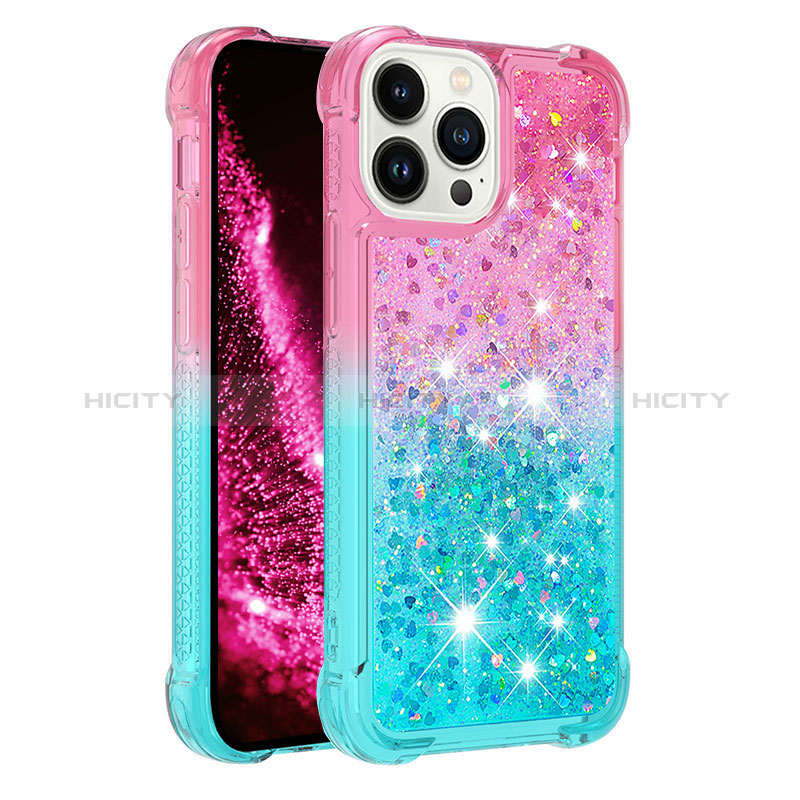 Funda Silicona Carcasa Goma Bling-Bling S02 para Apple iPhone 15 Pro Max Rosa