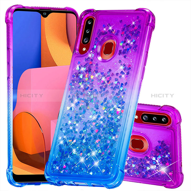 Funda Silicona Carcasa Goma Bling-Bling S02 para Samsung Galaxy A20s Morado