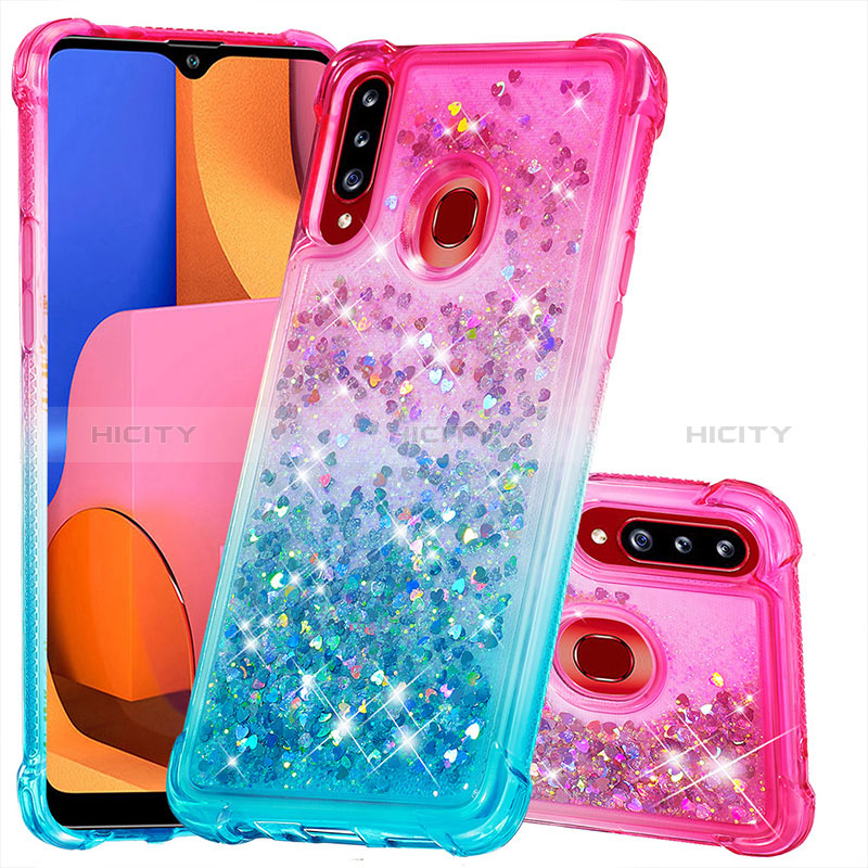 Funda Silicona Carcasa Goma Bling-Bling S02 para Samsung Galaxy A20s Rosa