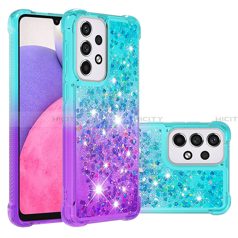 Funda Silicona Carcasa Goma Bling-Bling S02 para Samsung Galaxy A33 5G Azul Cielo