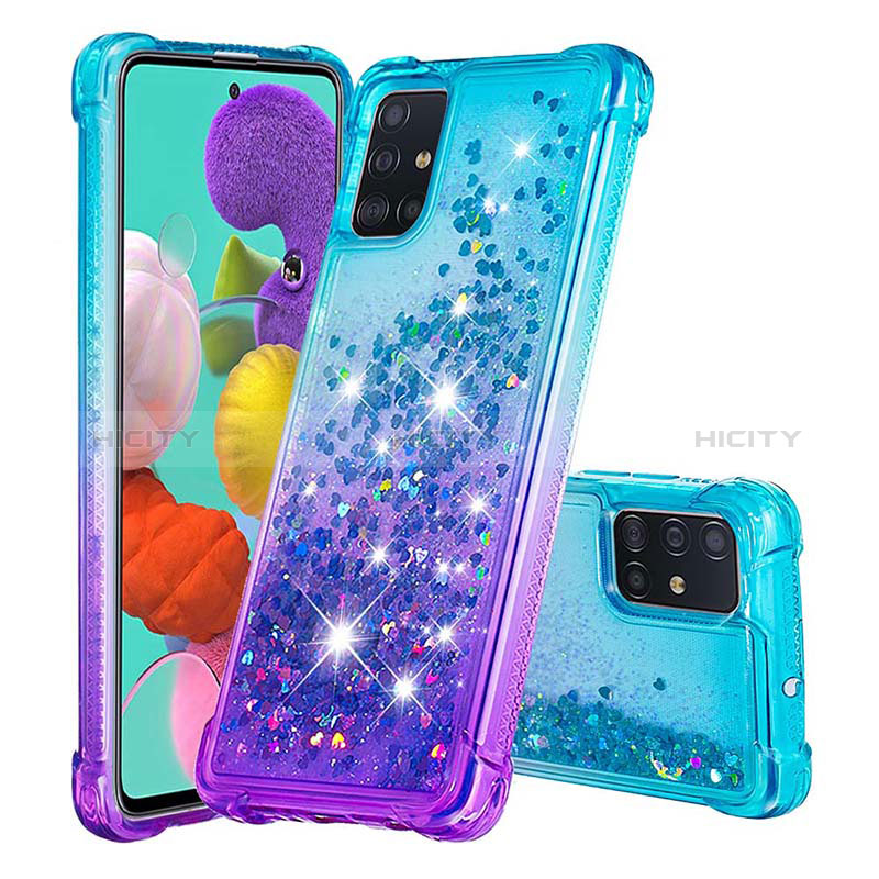 Funda Silicona Carcasa Goma Bling-Bling S02 para Samsung Galaxy A51 4G Azul Cielo