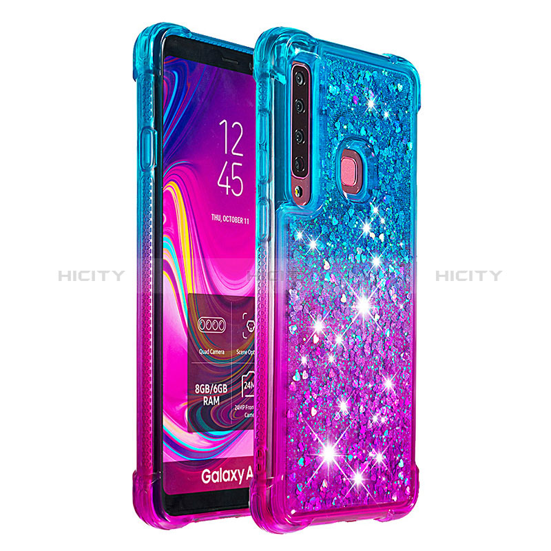 Funda Silicona Carcasa Goma Bling-Bling S02 para Samsung Galaxy A9 Star Pro Azul Cielo