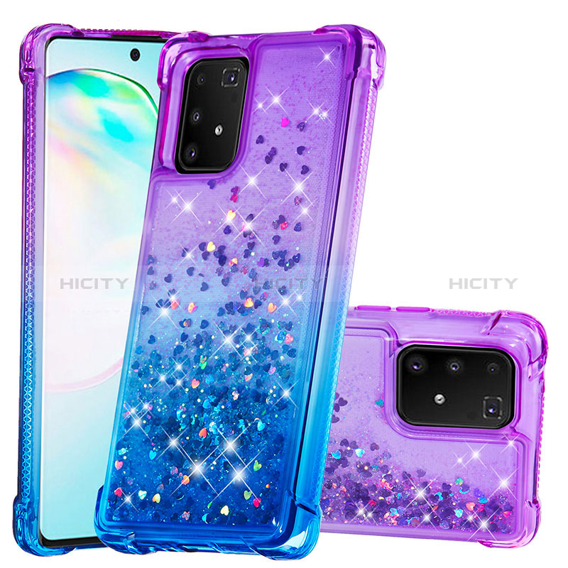 Funda Silicona Carcasa Goma Bling-Bling S02 para Samsung Galaxy A91 Morado