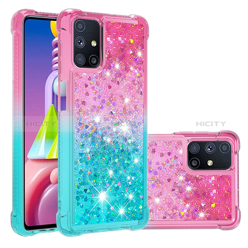 Funda Silicona Carcasa Goma Bling-Bling S02 para Samsung Galaxy M51 Rosa