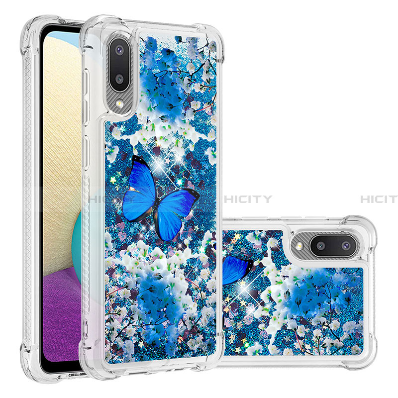 Funda Silicona Carcasa Goma Bling-Bling S03 para Samsung Galaxy A02 Azul