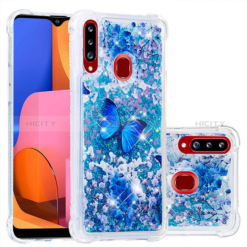 Funda Silicona Carcasa Goma Bling-Bling S03 para Samsung Galaxy A20s Azul