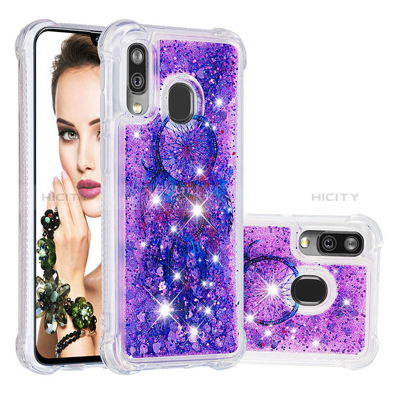 Funda Silicona Carcasa Goma Bling-Bling S04 para Samsung Galaxy A40 Morado