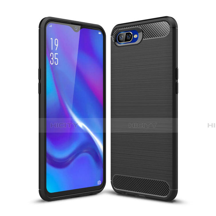 Funda Silicona Carcasa Goma Line C01 para Oppo K1 Negro