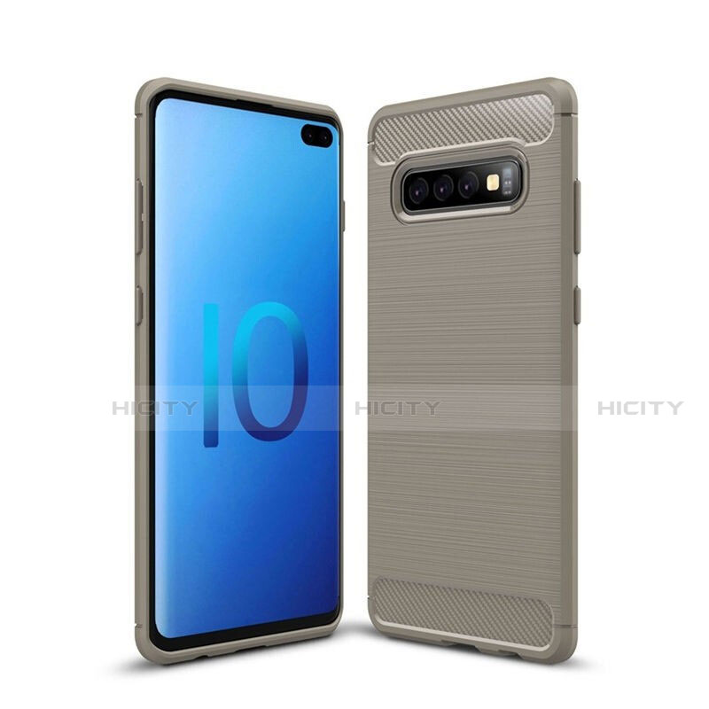 Funda Silicona Carcasa Goma Line C01 para Samsung Galaxy S10 Plus Gris