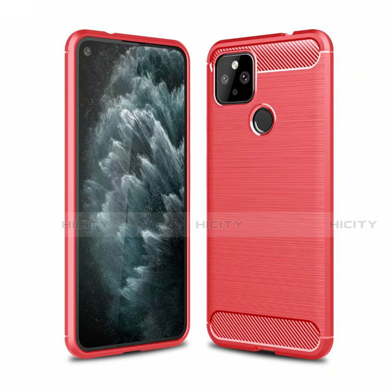 Funda Silicona Carcasa Goma Line para Google Pixel 5 XL 5G Rojo