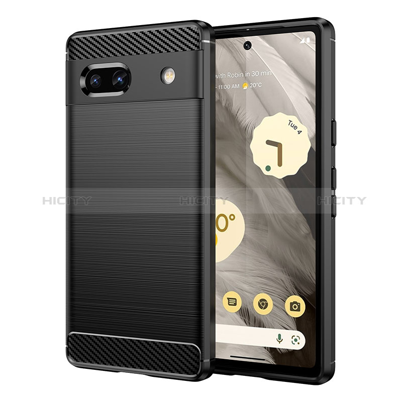 Funda Silicona Carcasa Goma Line para Google Pixel 7a 5G Negro