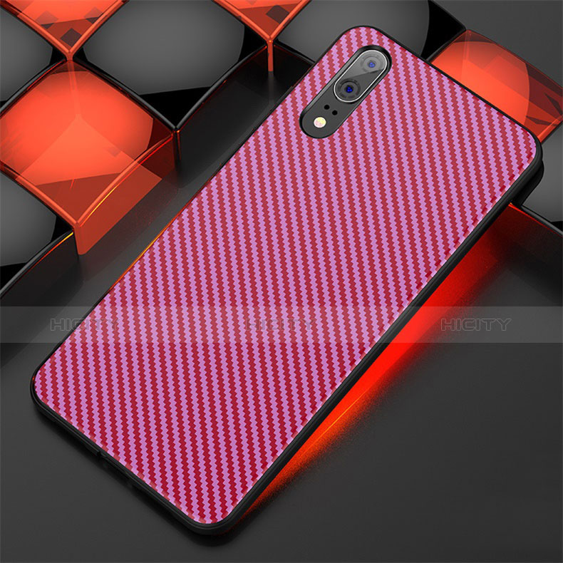 Funda Silicona Carcasa Goma Line para Huawei P20 Rosa Roja