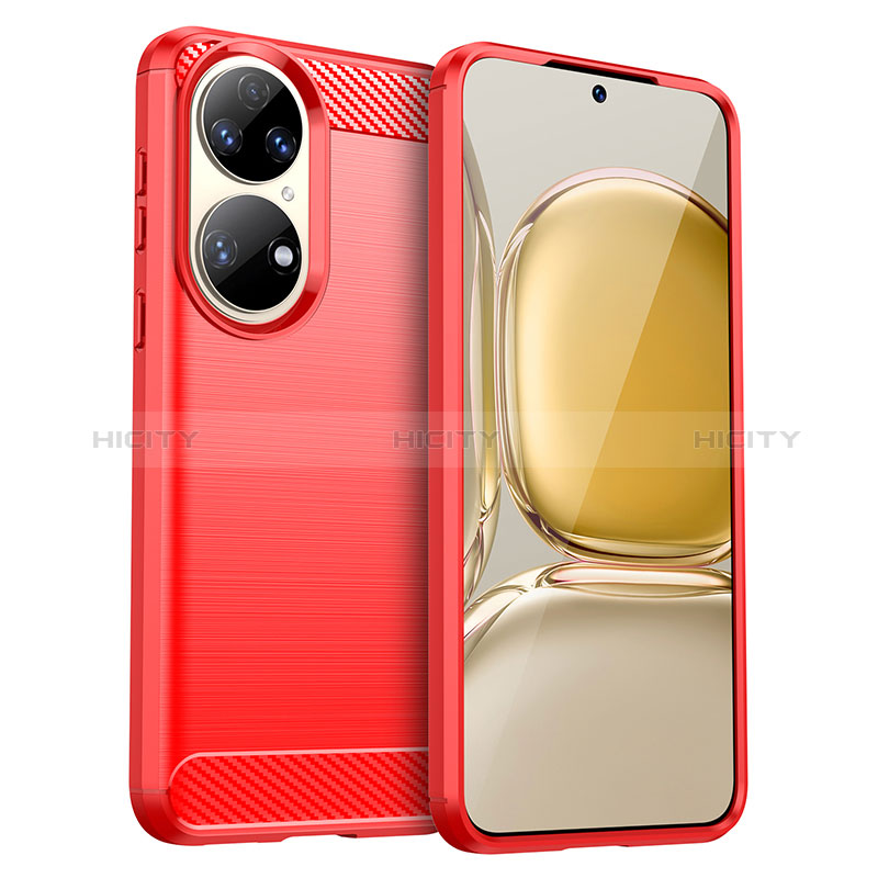 Funda Silicona Carcasa Goma Line para Huawei P50 Rojo