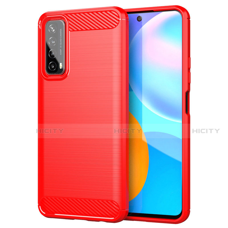 Funda Silicona Carcasa Goma Line para Huawei Y7a Rojo