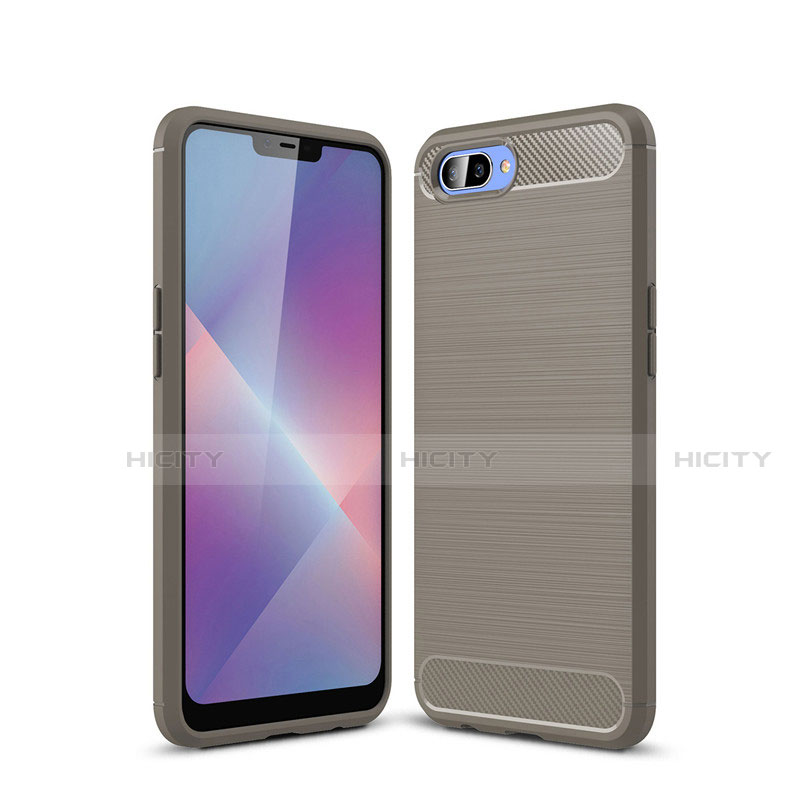 Funda Silicona Carcasa Goma Line para Oppo A5 Gris