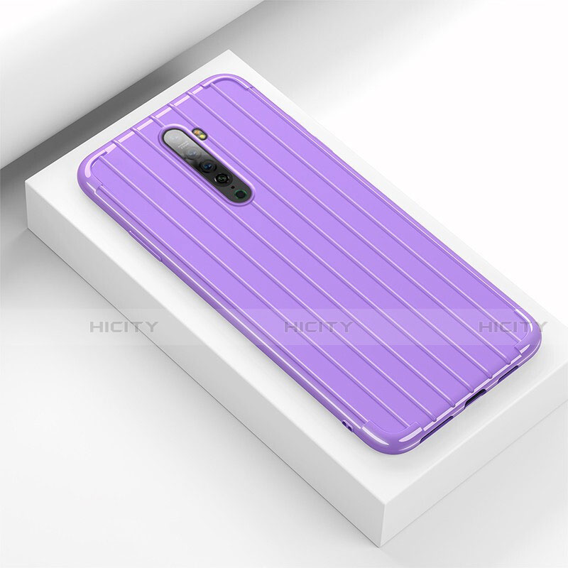 Funda Silicona Carcasa Goma Line para Oppo Reno2 Morado