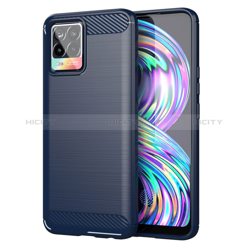 Funda Silicona Carcasa Goma Line para Realme 8 Pro Azul