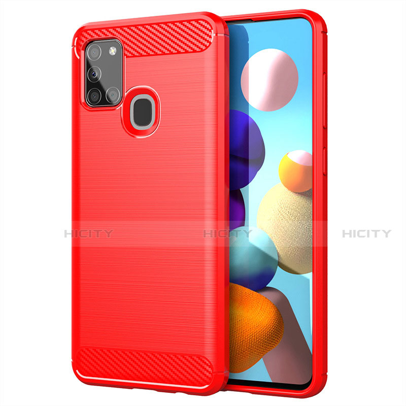 Funda Silicona Carcasa Goma Line para Samsung Galaxy A21s Rojo