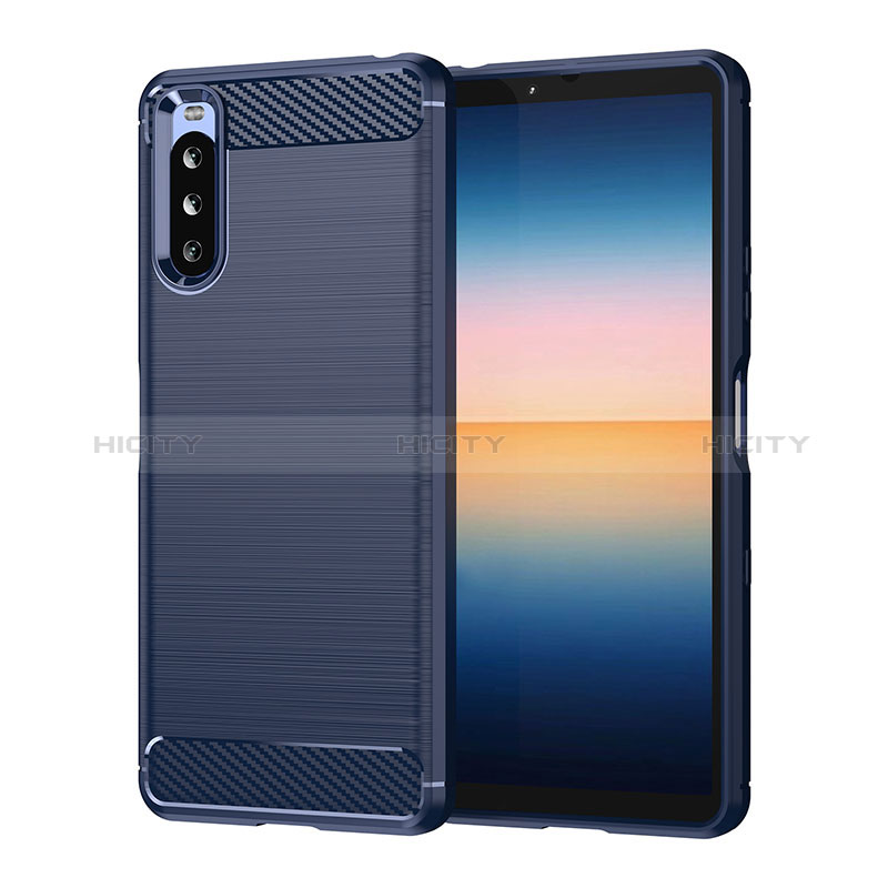 Funda Silicona Carcasa Goma Line para Sony Xperia 10 III SOG04 Azul