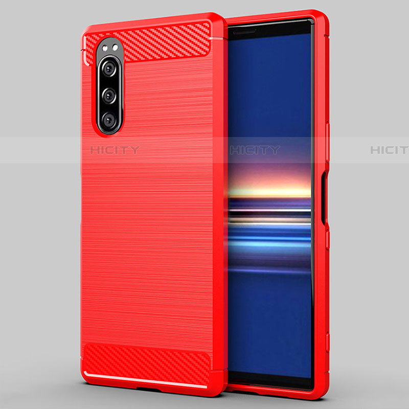 Funda Silicona Carcasa Goma Line para Sony Xperia 5 Rojo