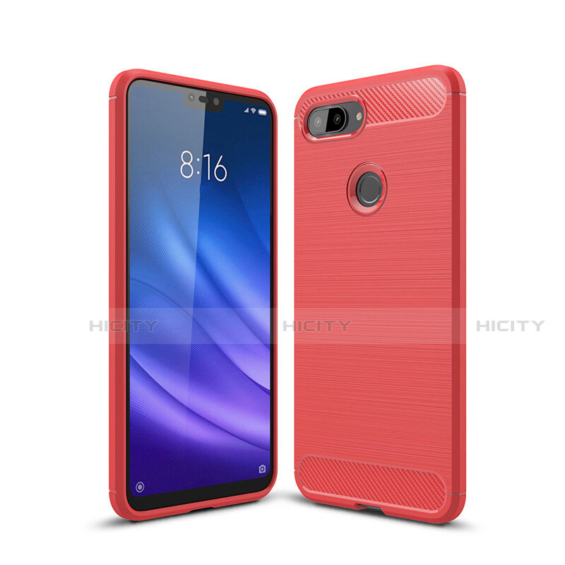 Funda Silicona Carcasa Goma Line para Xiaomi Mi 8 Lite Rojo