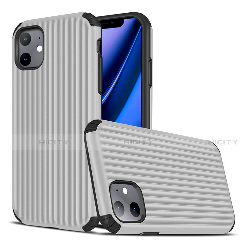 Funda Silicona Carcasa Goma Line Z01 para Apple iPhone 11 Plata