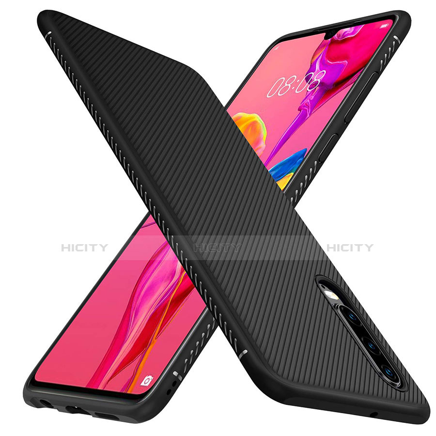 Funda Silicona Carcasa Goma Twill G01 para Huawei P30 Negro