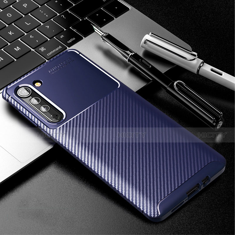 Funda Silicona Carcasa Goma Twill para Motorola Moto Edge Azul